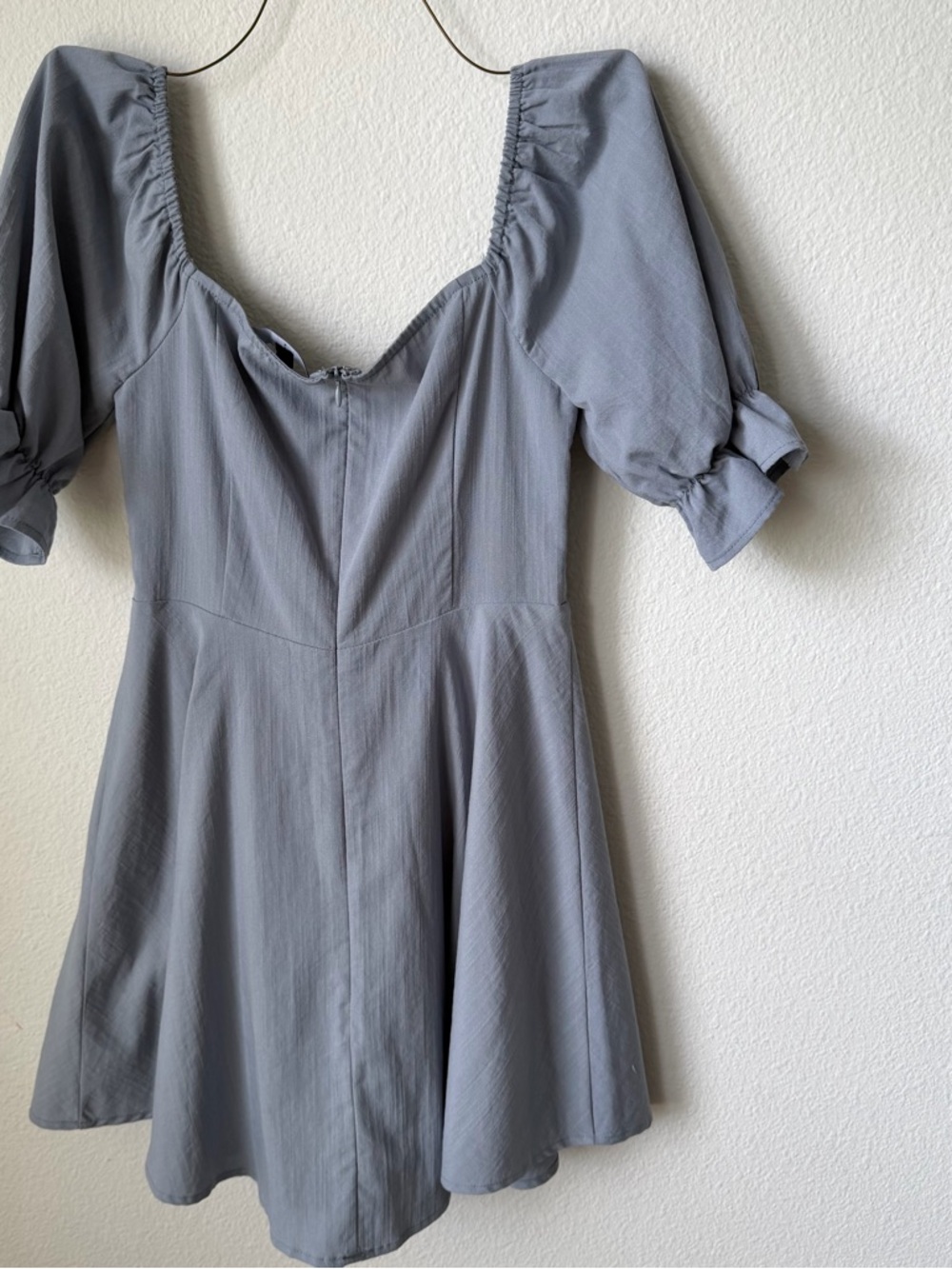 Lulus Women Dusty Blue Puff Sleeve Mini Dress Size S Small Boho Romantic Cottage - Picture 10 of 16